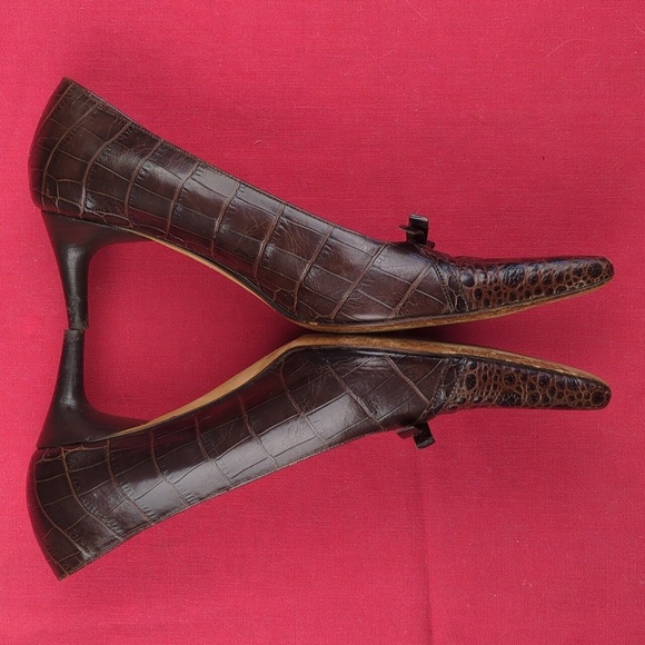 Isaac Mizrahi Crocodile Pattern Leather Pumps, Made In Italy, Vintage? - Picture 4 of 16